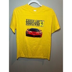 Gildan Ferrari T Shirt Unisex Cotton Size M Yellow FL Exotic Car Festival